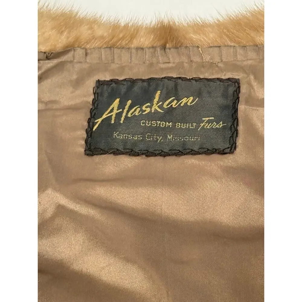 Vintage Alaskan Fur Mink Cape with Silky Lining and Pockets